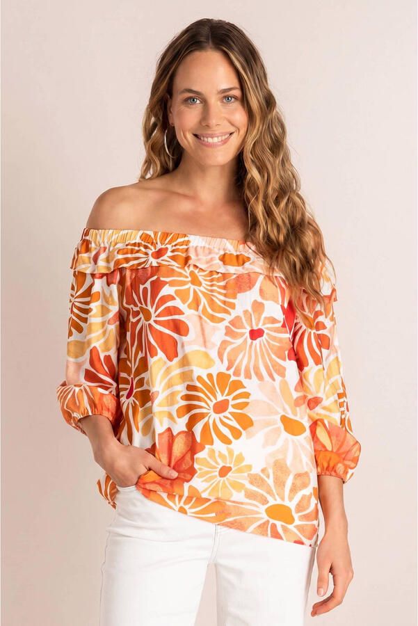Ivy Beau gebloemde blousetop oranje