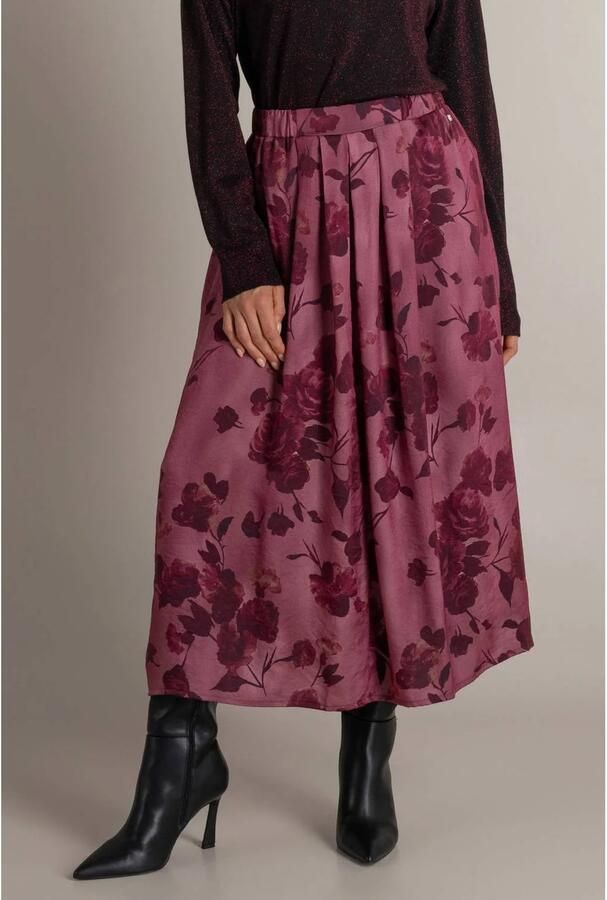 Ivy Beau gebloemde midi A-lijn rok roze