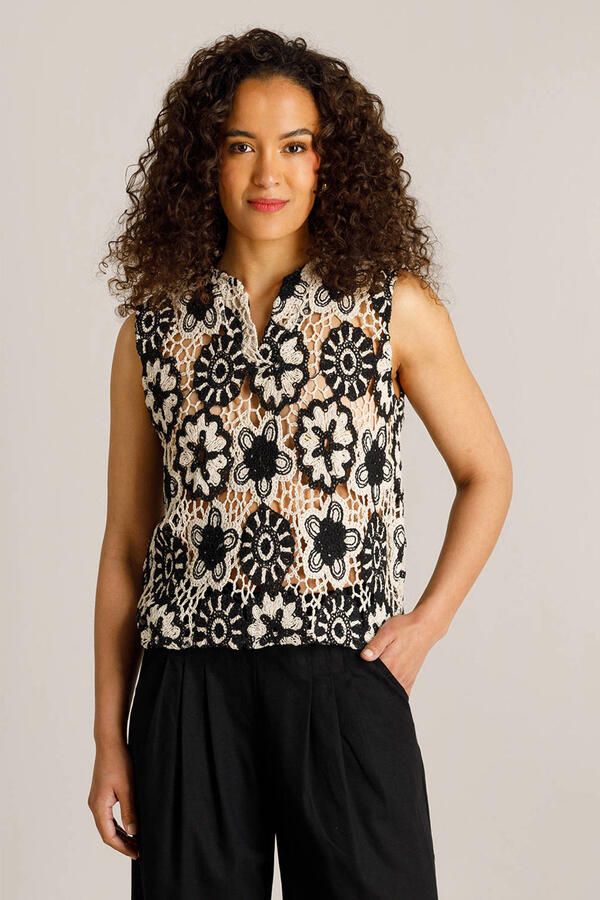 Ivy Beau gebloemde top crochet wit