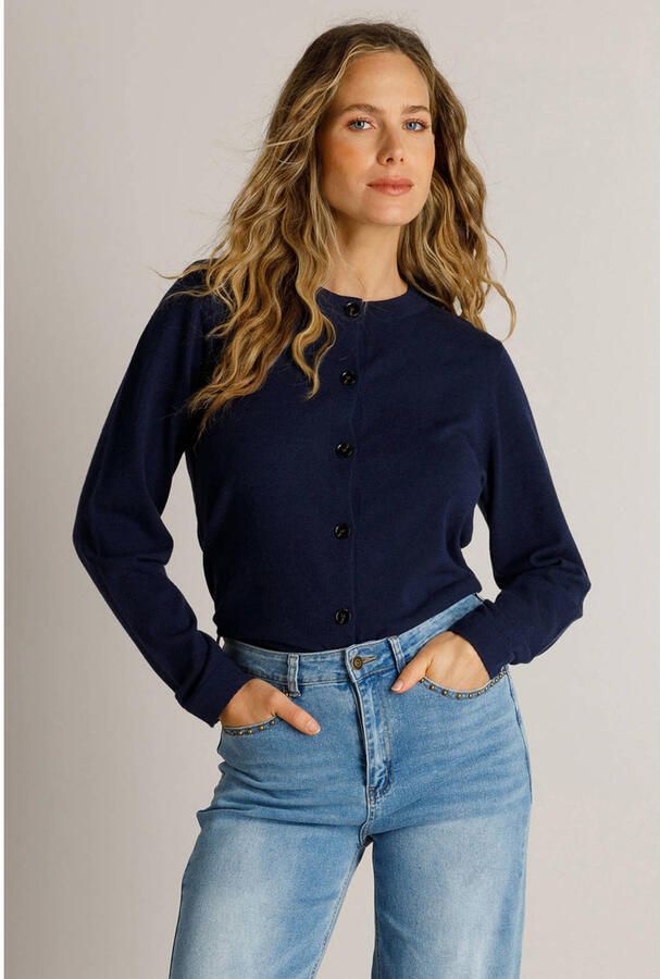 Ivy Beau gebreid vest donkerblauw