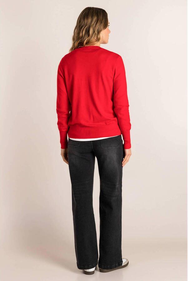 Ivy Beau gebreid vest rood - Foto 2