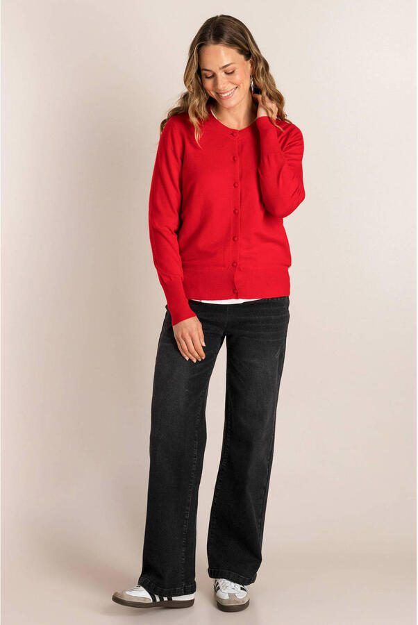 Ivy Beau gebreid vest rood - Foto 3