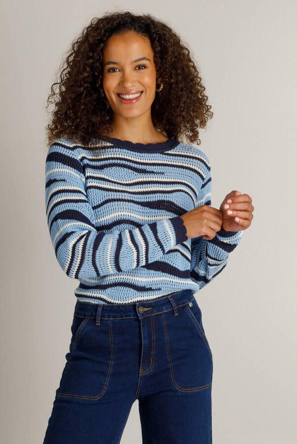 Ivy Beau gebreide trui met print lichtblauw