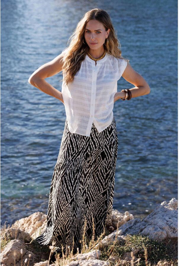 Ivy Beau gestreepte blouse wit - Foto 2