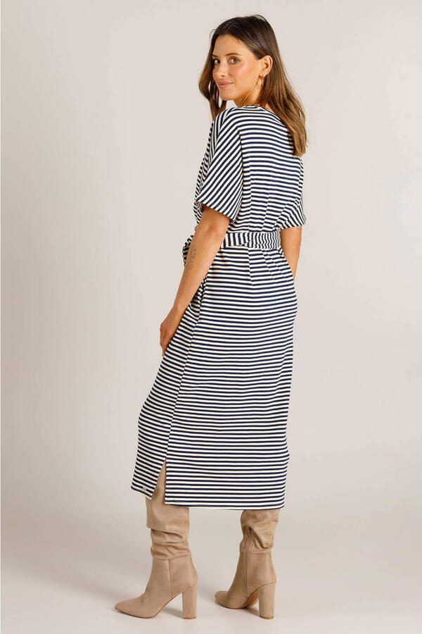 Ivy Beau gestreepte t-shirtjurk midi jurk ecru - Foto 2