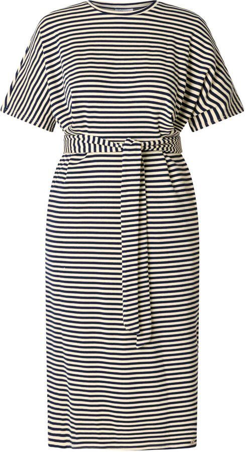 Ivy Beau gestreepte t-shirtjurk midi jurk ecru - Foto 3