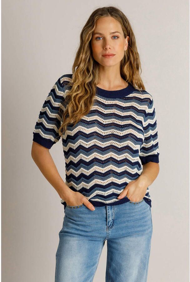 Ivy Beau fijn gebreide top donkerblauw