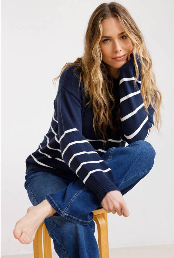 Ivy Beau gestreepte trui blauw - Foto 2
