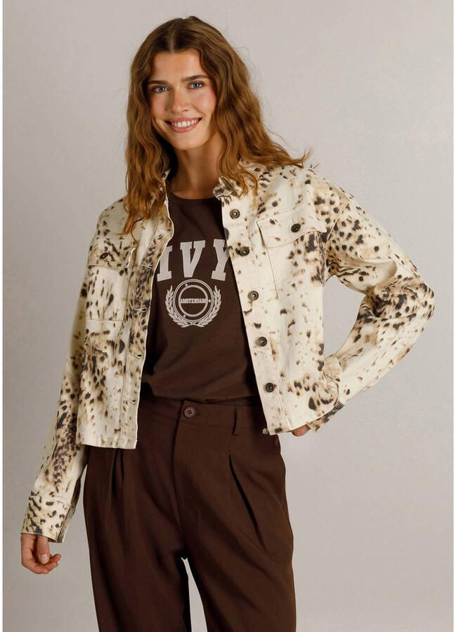 Ivy Beau jasje met print ecru bruin