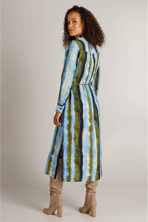 Ivy Beau jurk met col ceintuur en print blauw - Foto 2