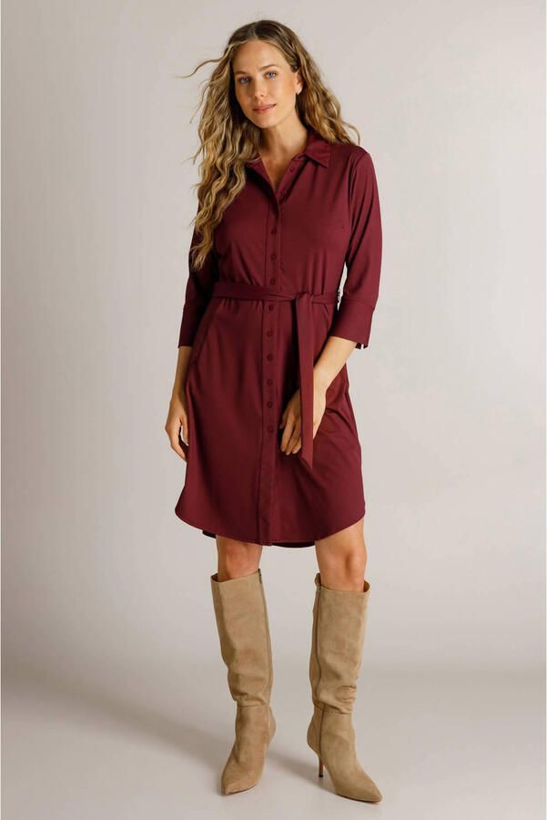 Ivy Beau midi blousejurk van travelstof donkerrood - Foto 2