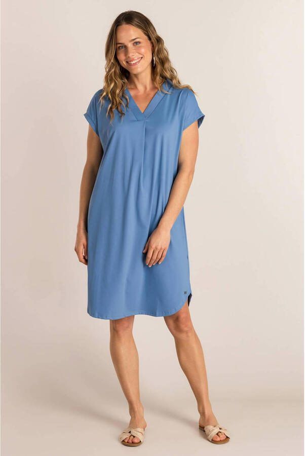 Ivy Beau midi jurk travelstof blauw - Foto 2