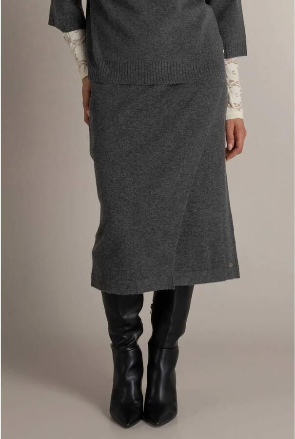 Ivy Beau midi rok met wol antraciet