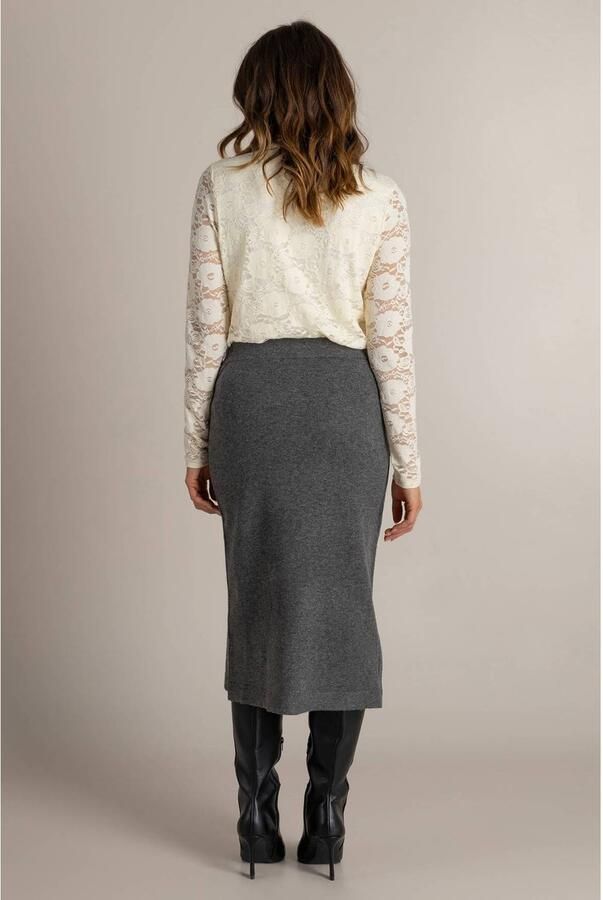 Ivy Beau midi rok met wol antraciet - Foto 2
