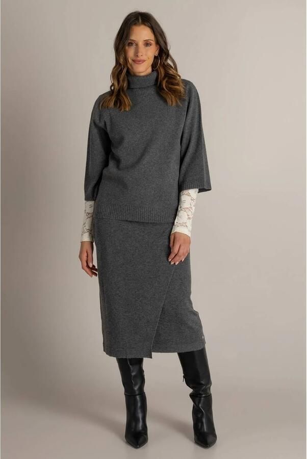 Ivy Beau midi rok met wol antraciet - Foto 3