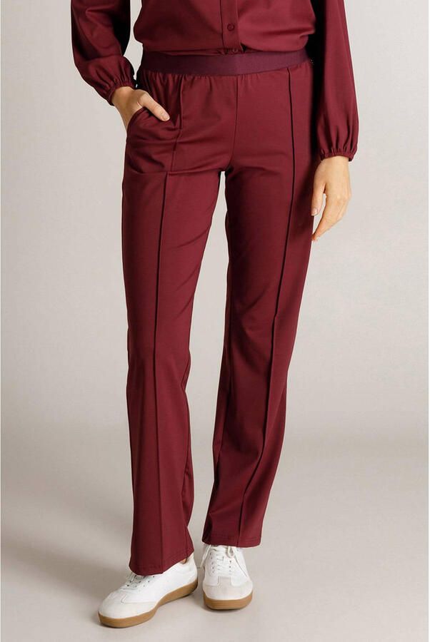 Ivy Beau wide leg broek travelstof donkerrood