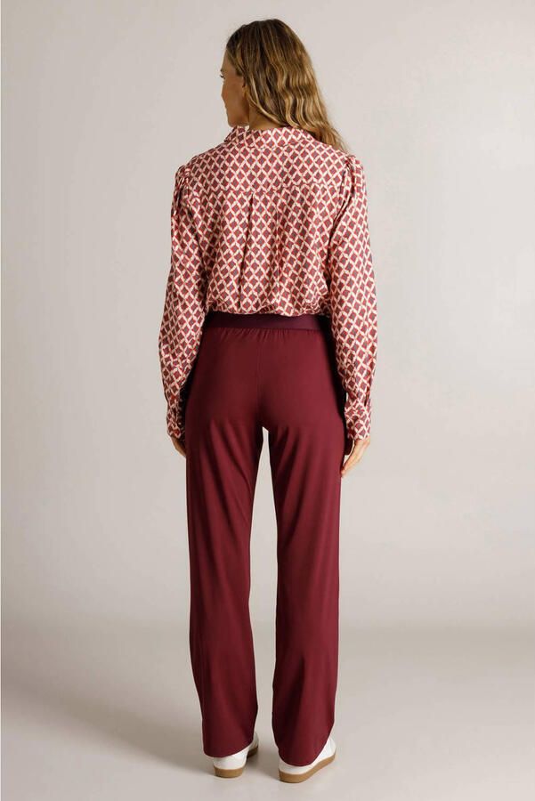 Ivy Beau wide leg broek travelstof donkerrood - Foto 2
