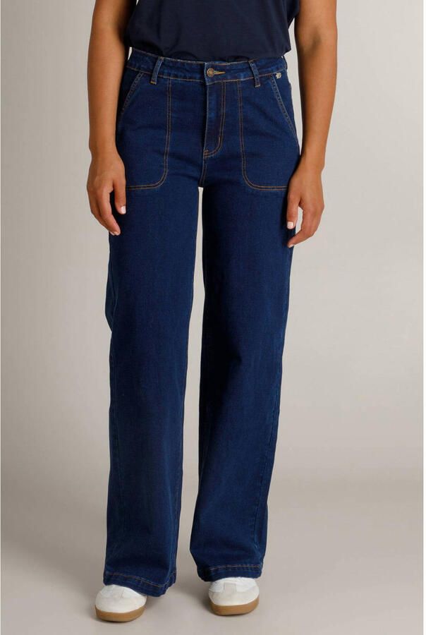 Ivy Beau regular waist wide leg jeans donkerblauw