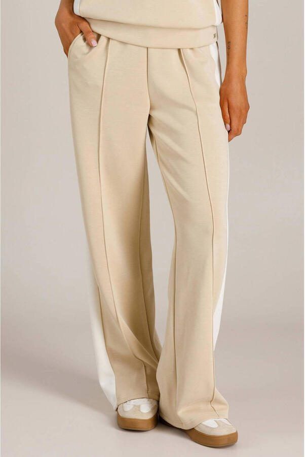 Ivy Beau relaxed high waist gestreepte broek beige