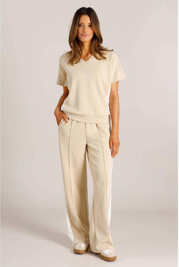 Ivy Beau relaxed high waist gestreepte broek beige - Foto 2
