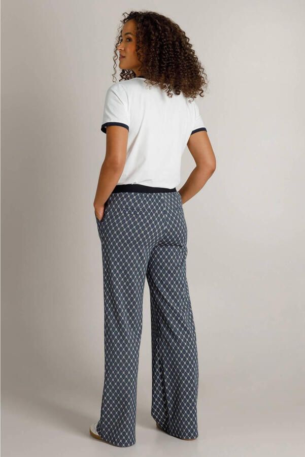 Ivy Beau straight leg broek met print blauw - Foto 2