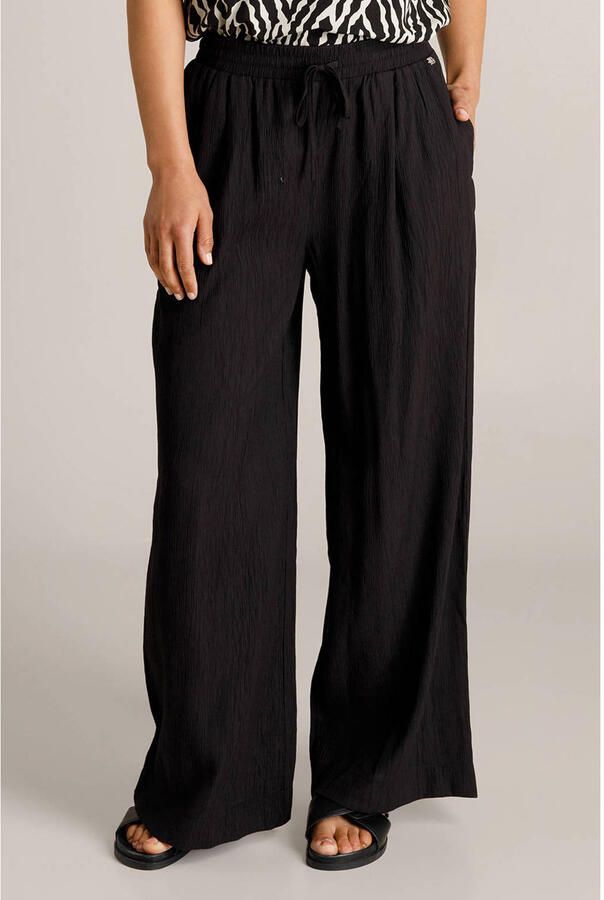 Ivy Beau straight regular waist broek met textuur zwart