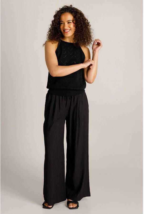 Ivy Beau straight regular waist broek met textuur zwart - Foto 2