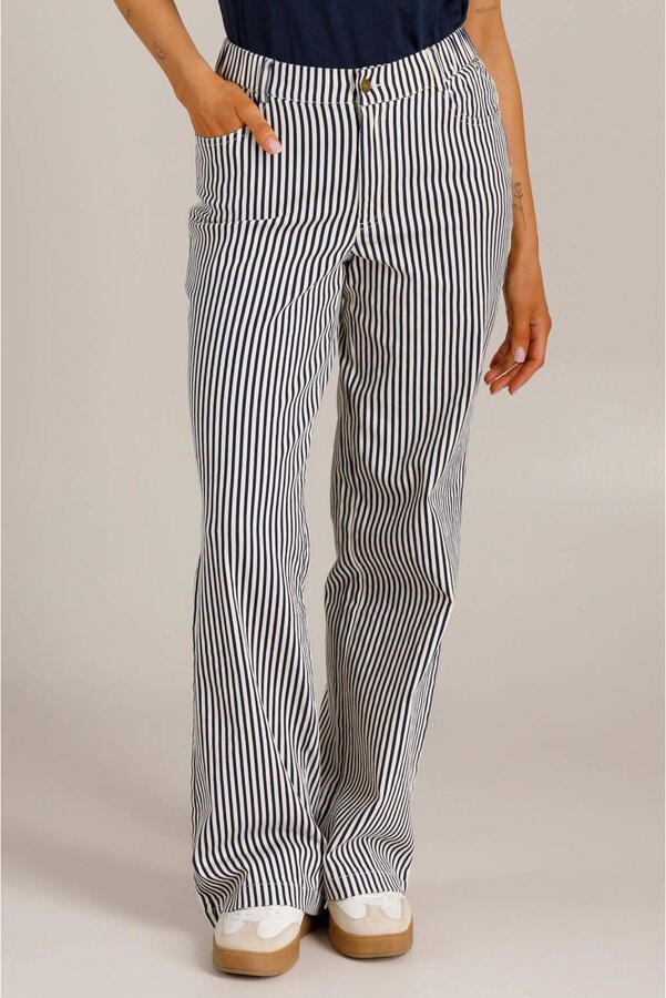 Ivy Beau straight regular waist gestreepte casual broek ecru