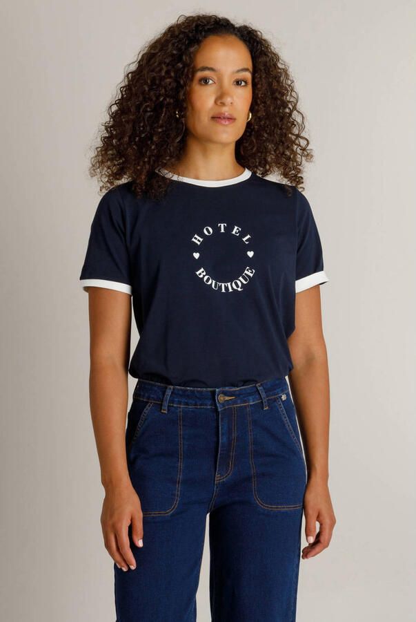 Ivy Beau T-shirt met print donkerblauw