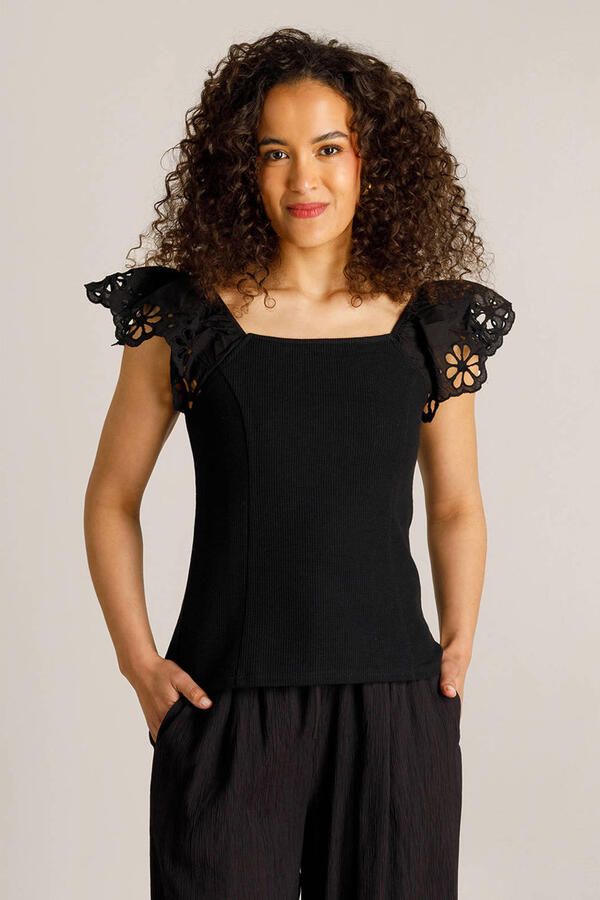Ivy Beau top broderie zwart