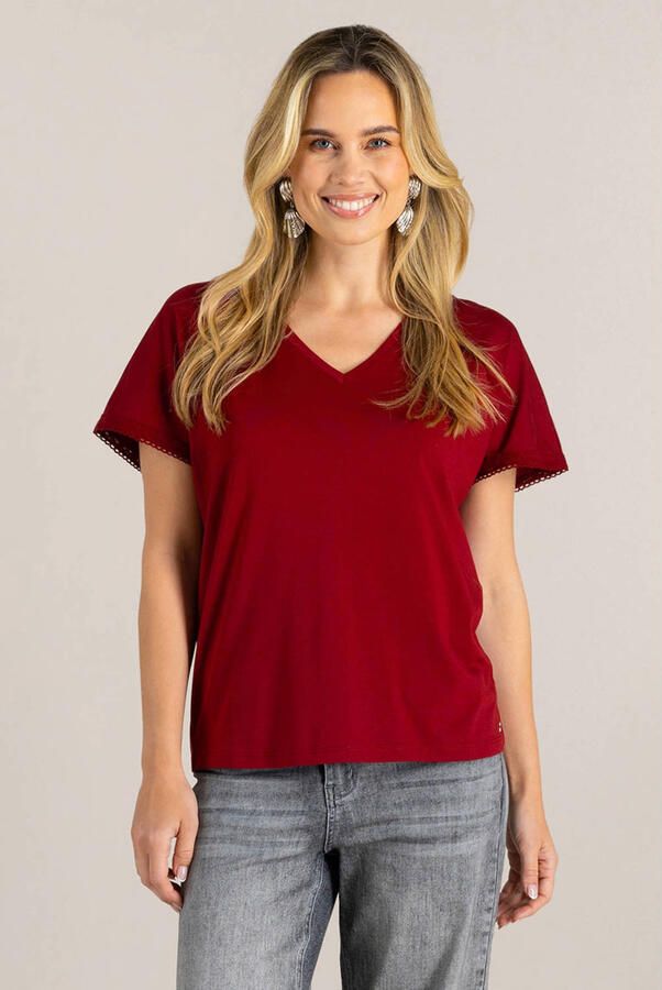 Ivy Beau top donkerrood broderie