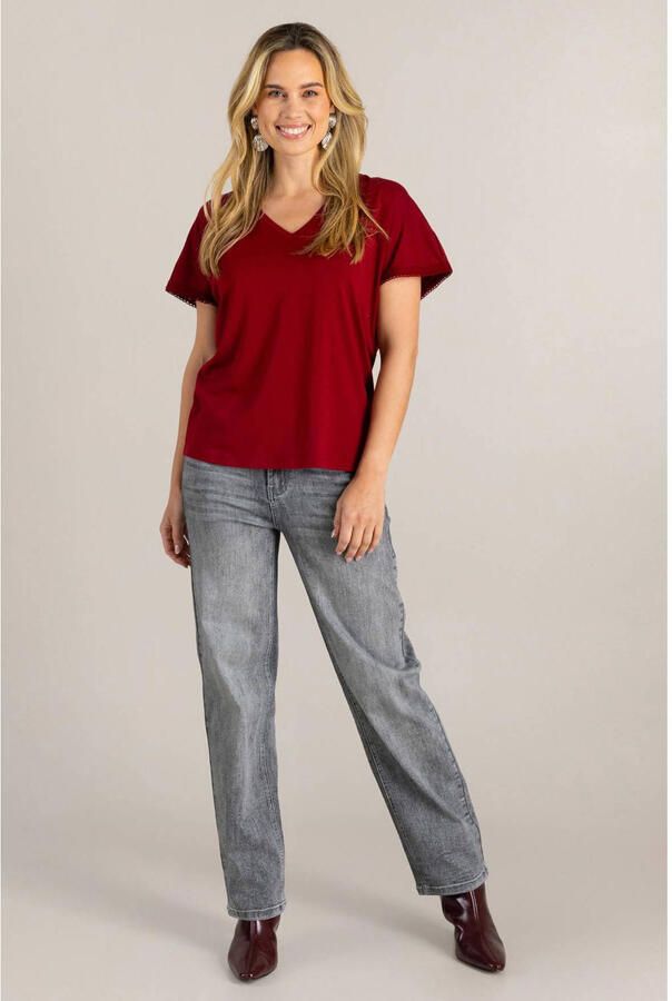 Ivy Beau top donkerrood broderie - Foto 3