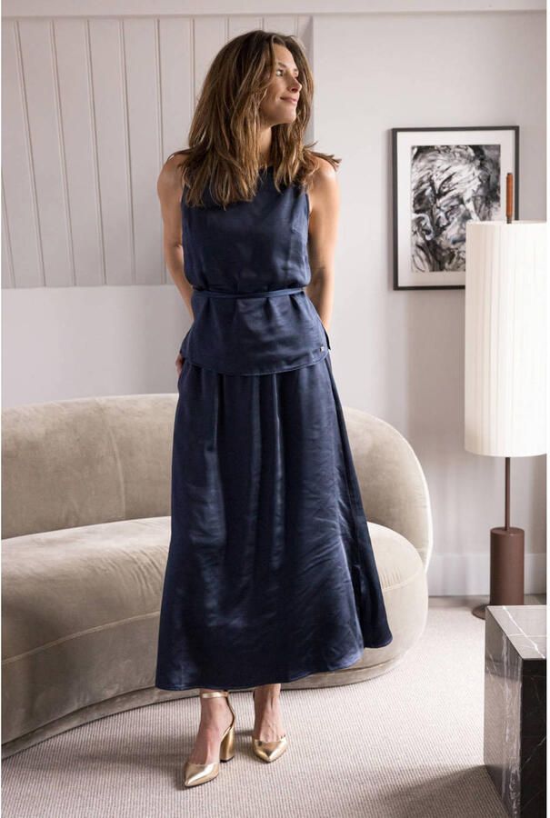 Ivy Beau top met ceintuur donkerblauw - Foto 3
