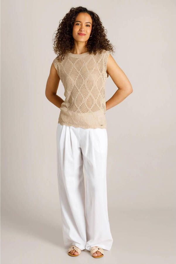 Ivy Beau top met ingebreid patroon beige - Foto 3