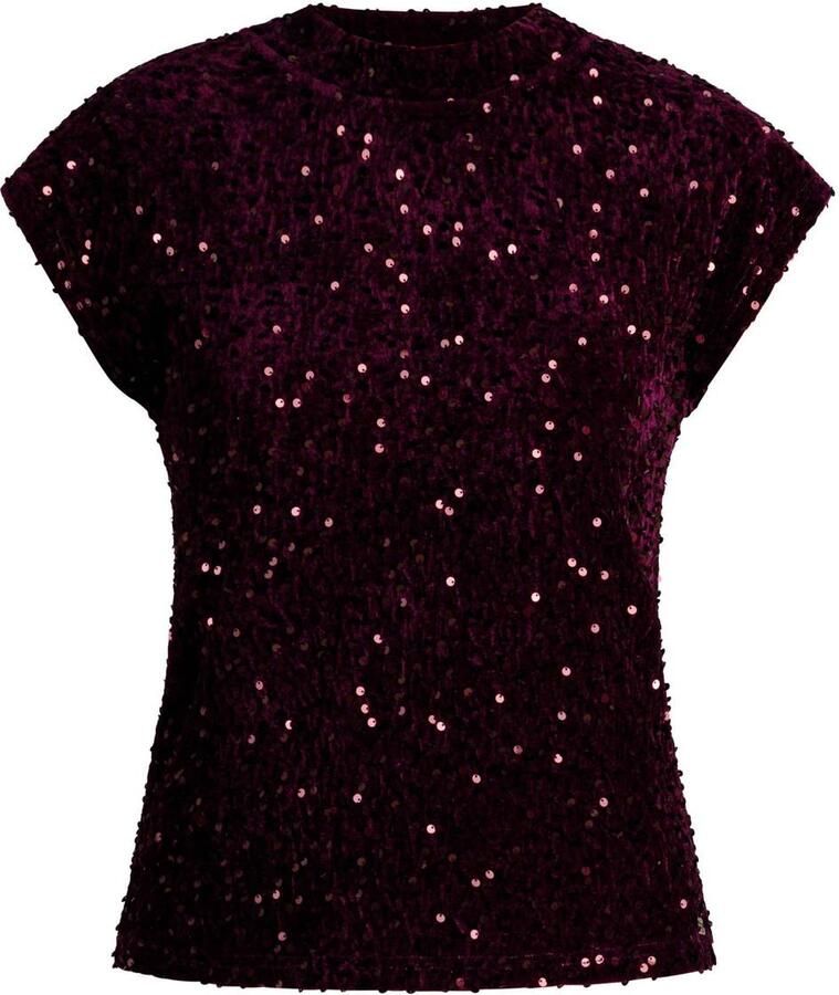 Ivy Beau top met pailletten donkerrood