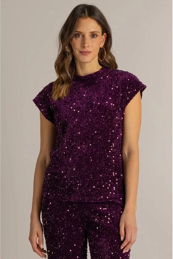 Ivy Beau top met pailletten paars