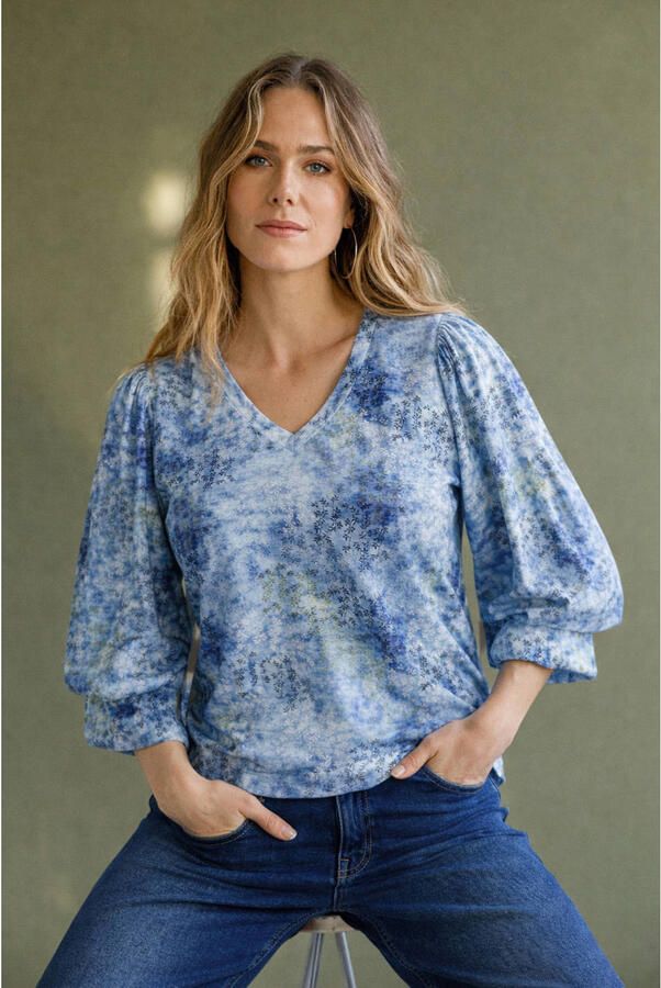 Ivy Beau top met print blauw