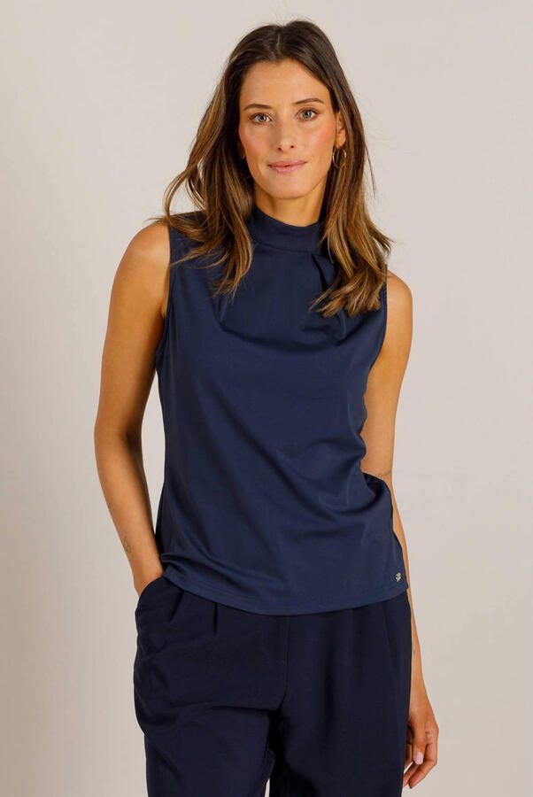 Ivy Beau top travelstof blauw