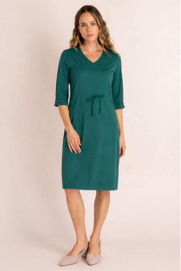 Ivy Beau travelstof midi jurk groen