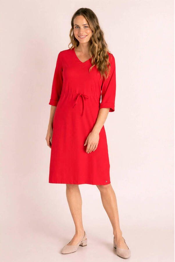 Ivy Beau travelstof midi jurk rood