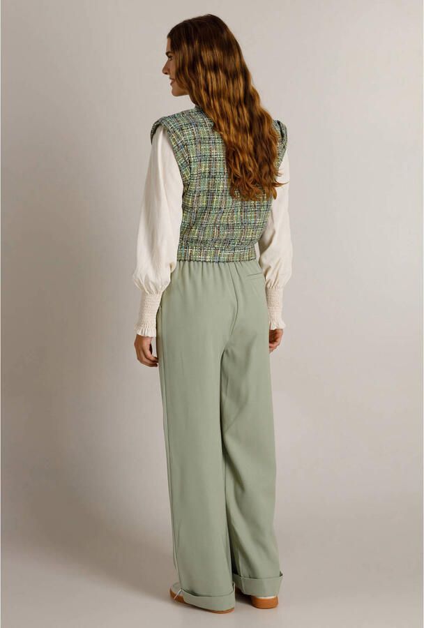 Ivy Beau tweed gilet met print groen meerkleurig - Foto 3