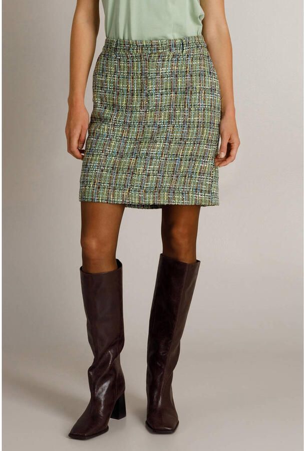 Ivy Beau tweed korte rok met print groen
