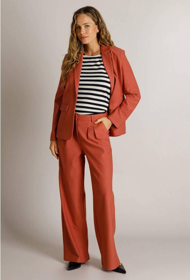 Ivy Beau wide leg broek koraalrood - Foto 2