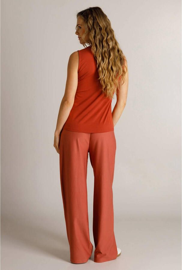 Ivy Beau wide leg broek koraalrood - Foto 3