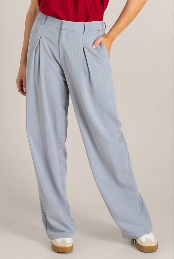 Ivy Beau wide leg broek krijtstreep grijs