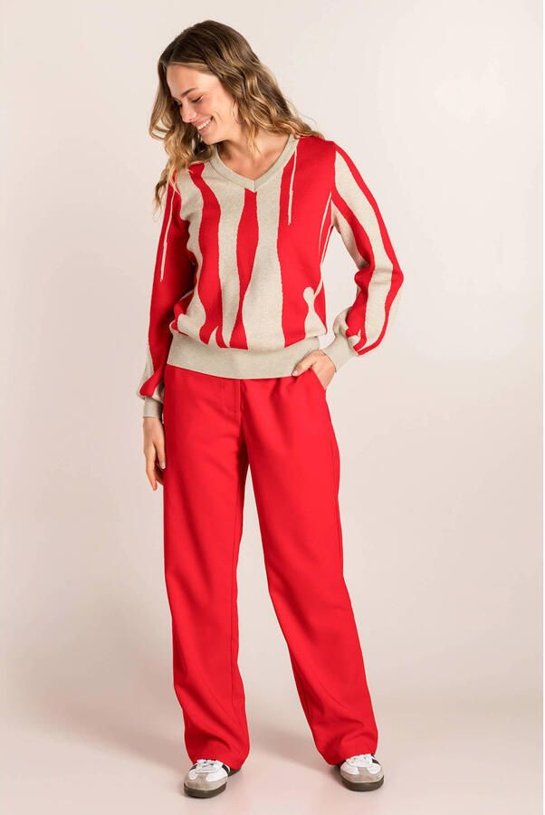 Ivy Beau wide leg broek rood - Foto 3