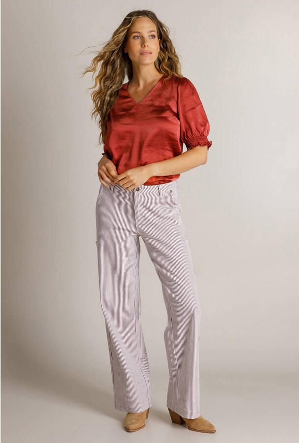 Ivy Beau wide leg gestreepte jeans lila - Foto 2