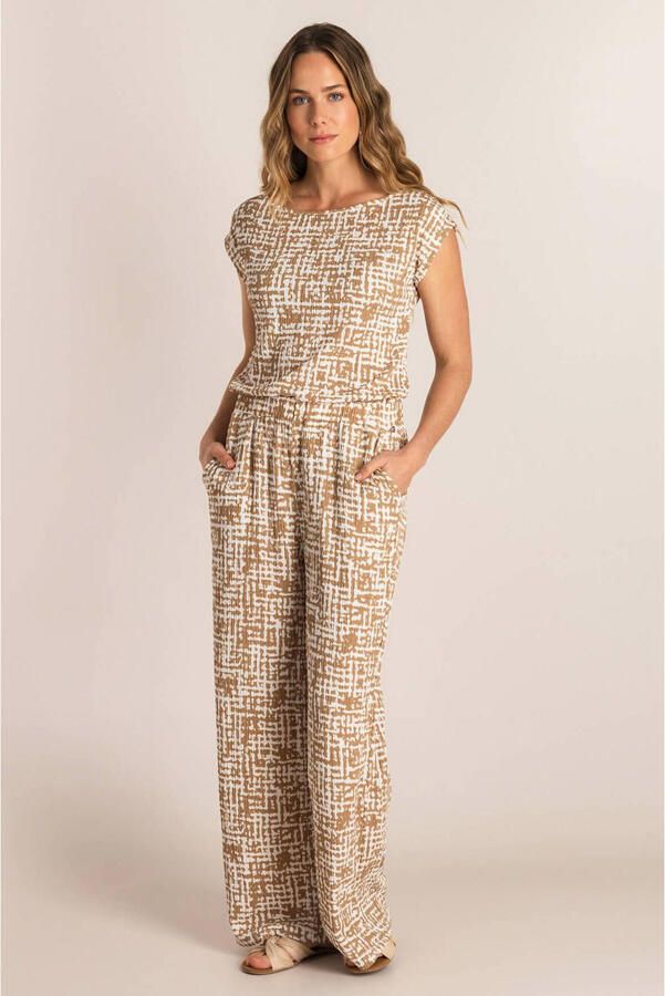 Ivy Beau wide leg regular waist broek beige - Foto 2
