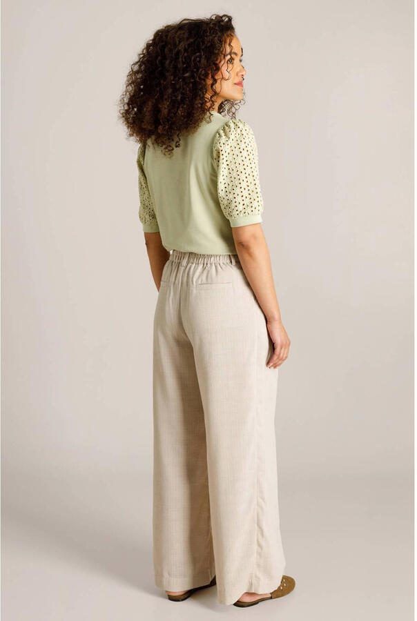 Ivy Beau wide leg regular waist broek beige - Foto 2