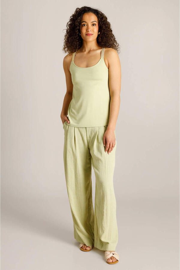 Ivy Beau wide leg regular waist broek lichtgroen - Foto 2